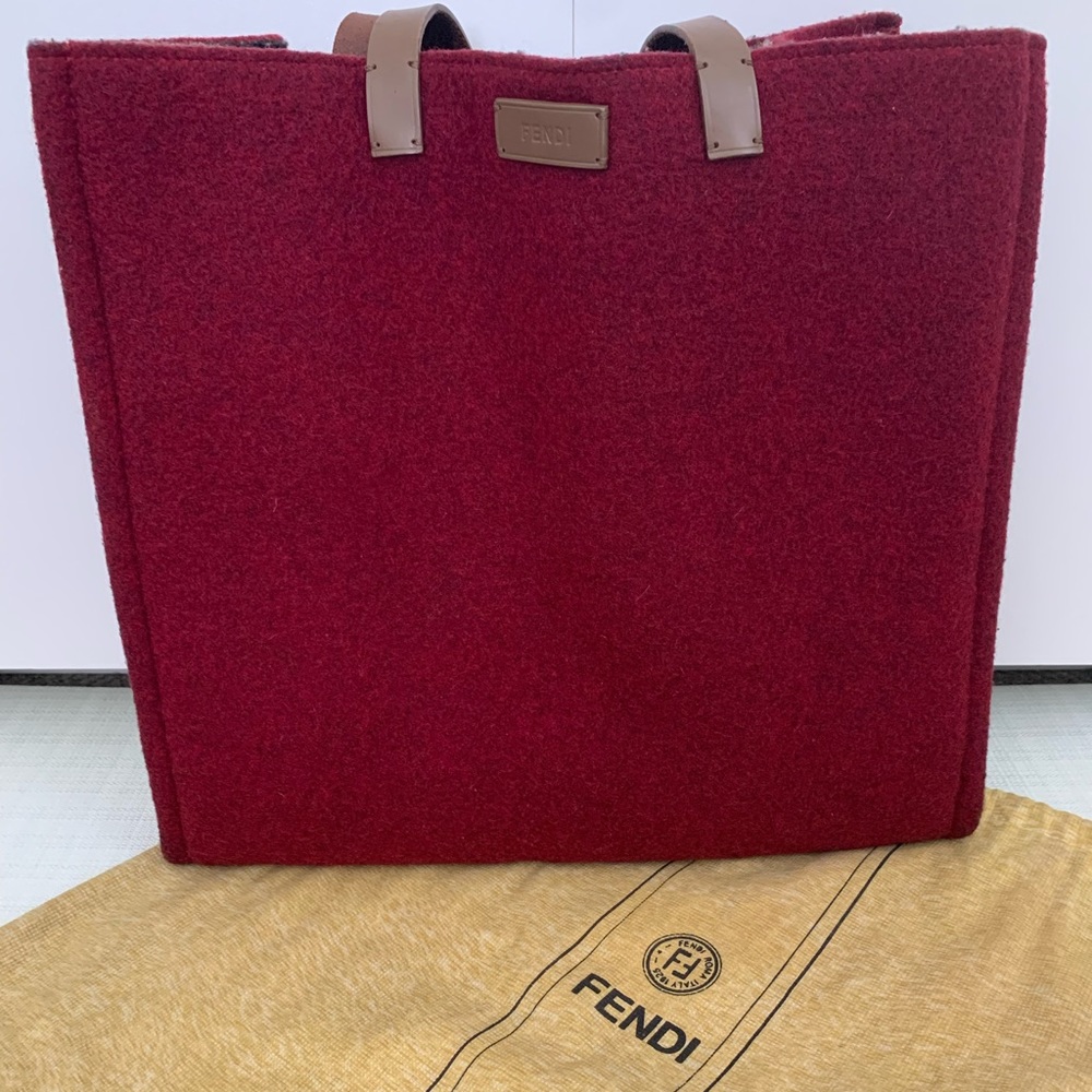 Fendi Red/Brown Felt Tote